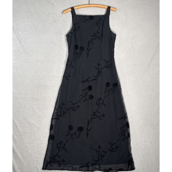 VNTG Helene Blake Women’s Dress Size M Layered Chiffon Velvet Burnout Whimsigoth - Picture 1 of 14